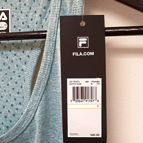 Fila Athletic Tank Top Size S Racerback Turquoise Polka Dot Gym Workout NEW $45 - Picture 6 of 6